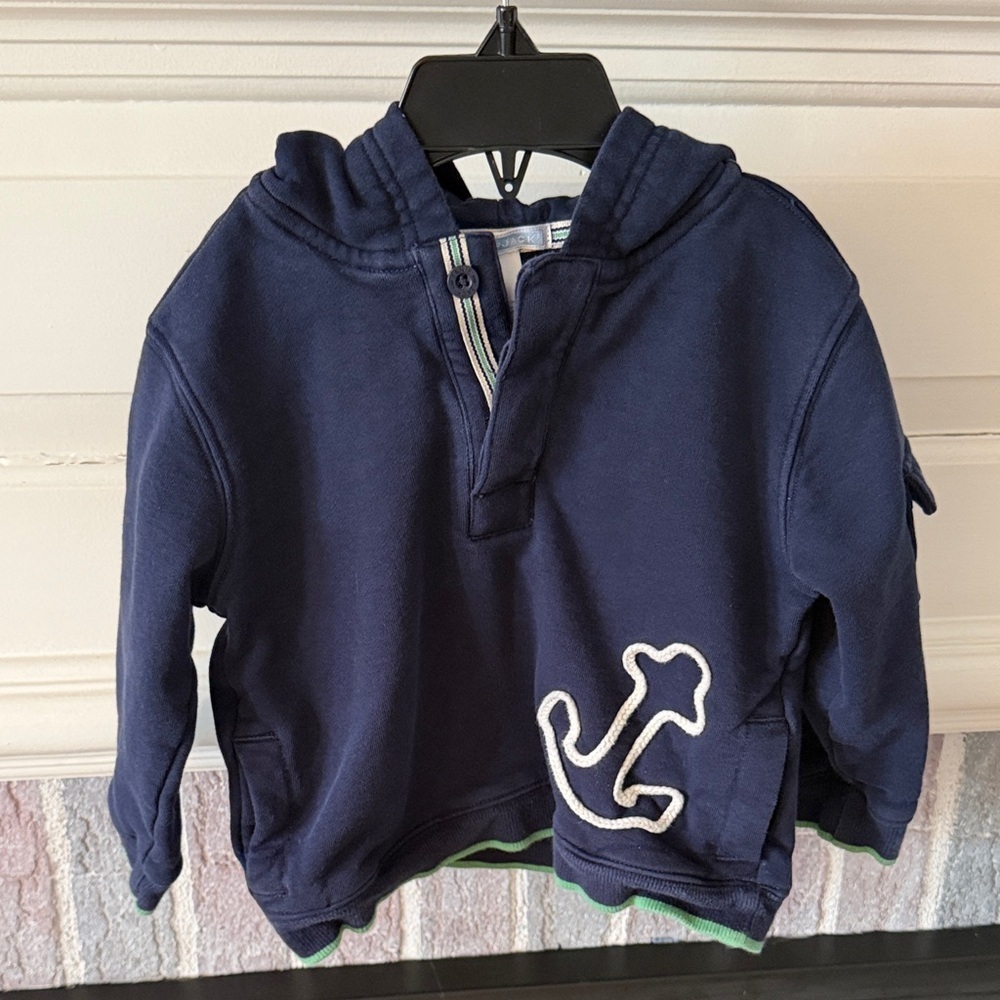 Janie and Jack Navy Anchor Hoodie 18-24 Months Nautical Baby Sweatshirt